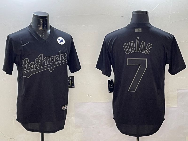Men Los Angeles Dodgers #7 Urias Black Throwback Game 2025 Nike MLB Jersey style 02254